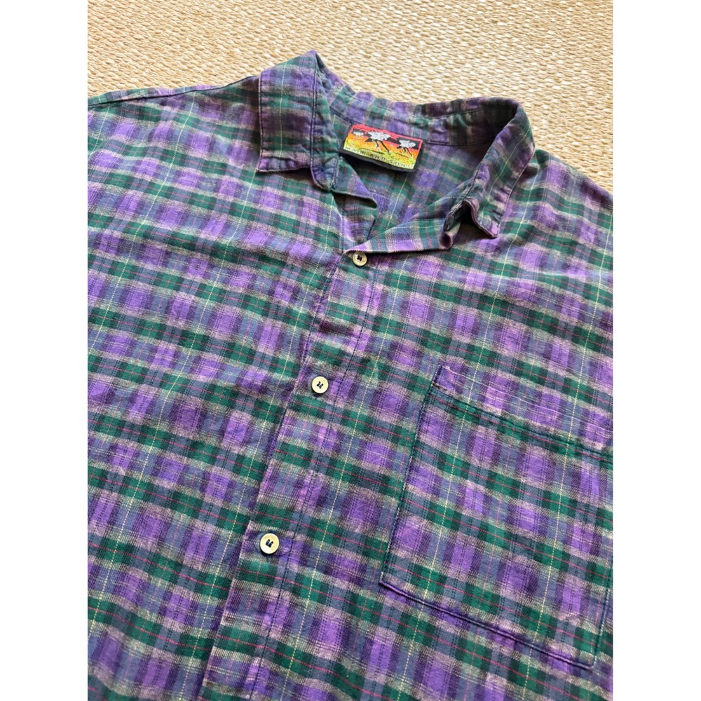 Maui‎ and Sons grunge surfer vintage Plaid Short Sleeve Button Down Shirt Large - Picture 4 of 8